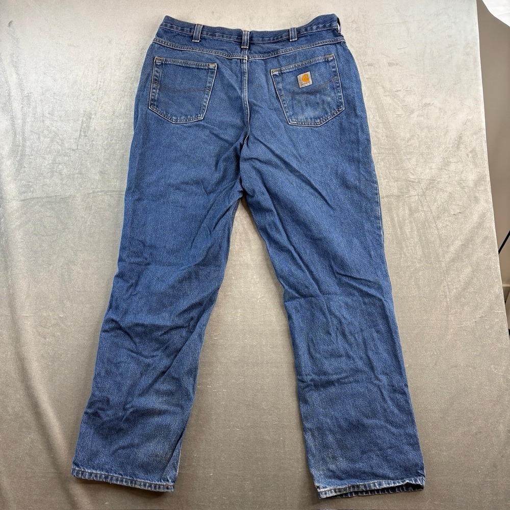 Carhartt 381-83 Blue Distressed Denim Work Jeans Relaxed Fit 36x32‎